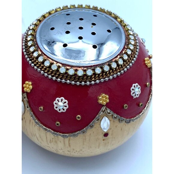 Florentine Elaborate Wood Hand Decorated Ball Salt Shaker and Pepper Mill Wood S - Picture 2 of 6